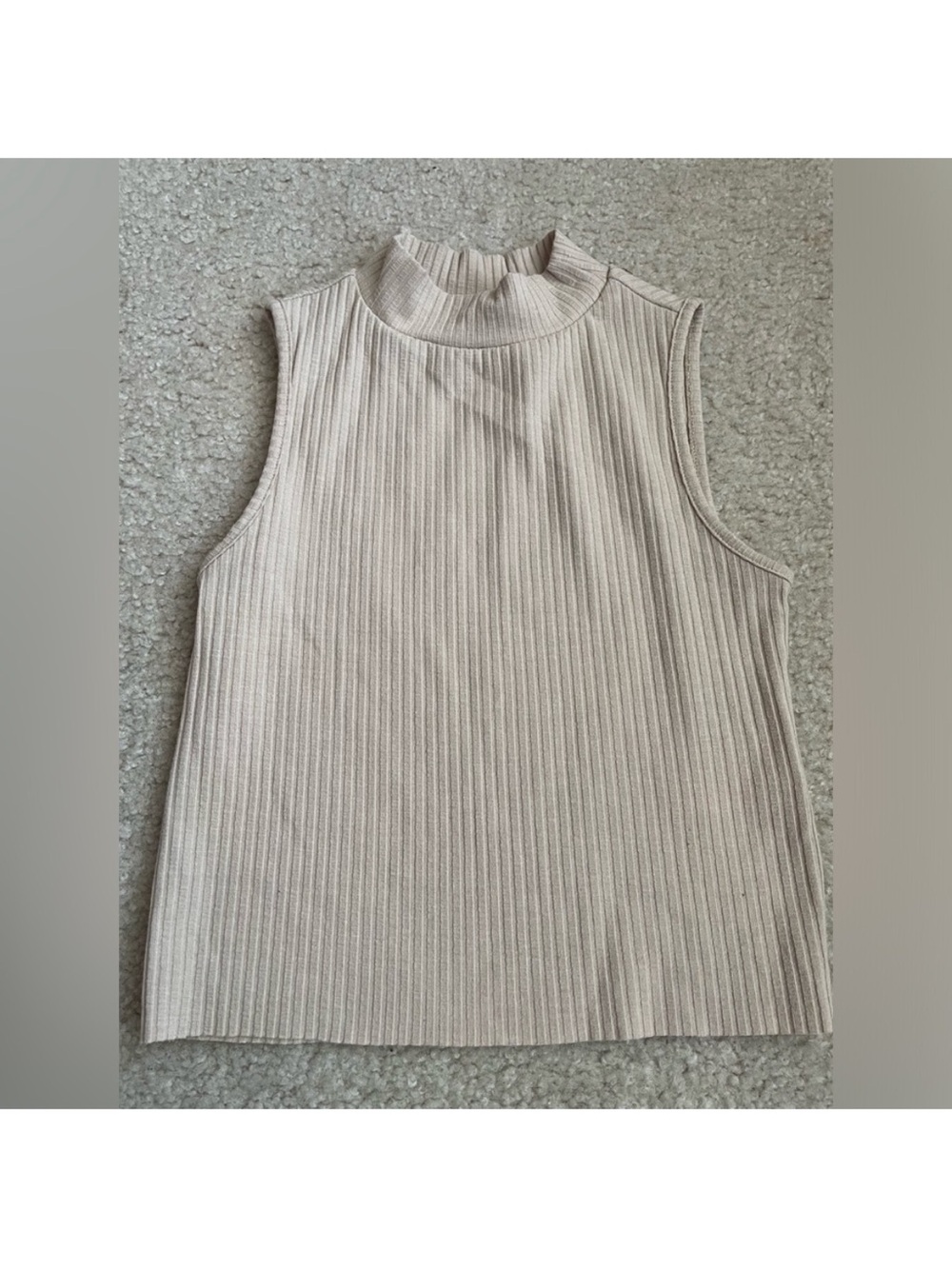 GB Girls Sleeveless Ribbed Mock Neck Top - Cream